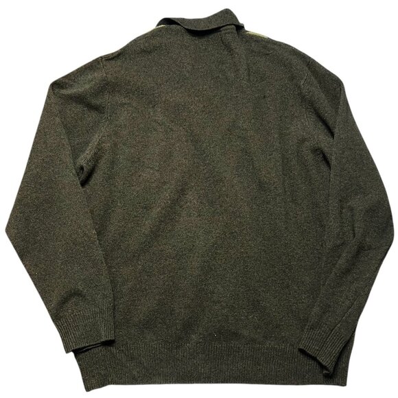 Jos. A Bank Sweater Mens Size L Green Orange Argyle Pullover Wool Blend Grandpa - Picture 3 of 3